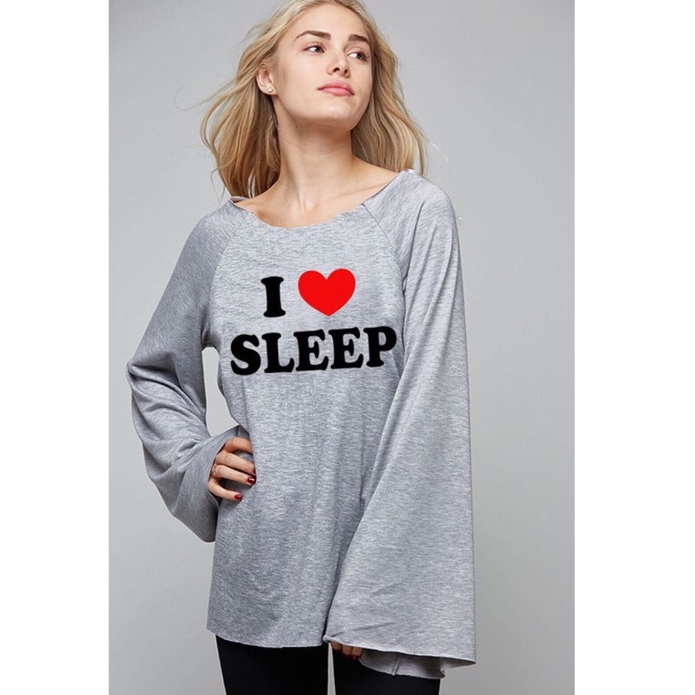 “I Love Sleep" gray long sleeve top - Picture 2 of 4